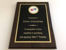 Excellence in the application of Teflon coatings award