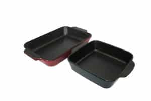Two pieces of coated bakeware